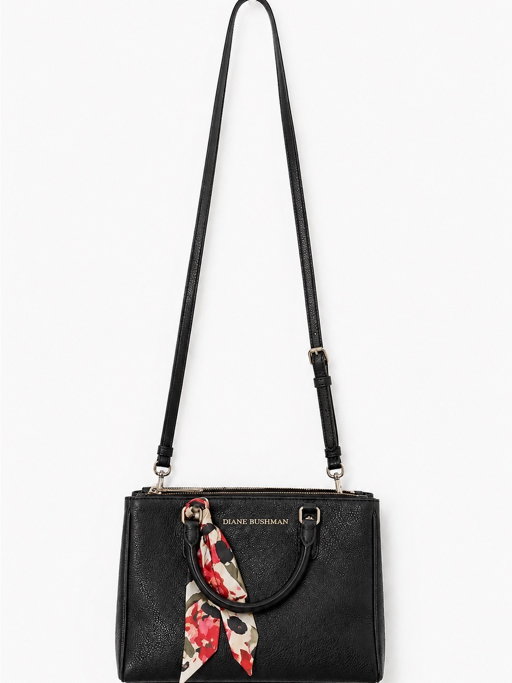 Dana Bushman Black Satchel with Adjustable Shoulder Strap Dual Handle